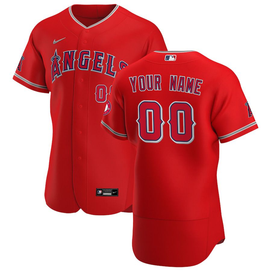 Mens Los Angeles Angels Nike Scarlet Alternate Authentic Custom MLB Jerseys